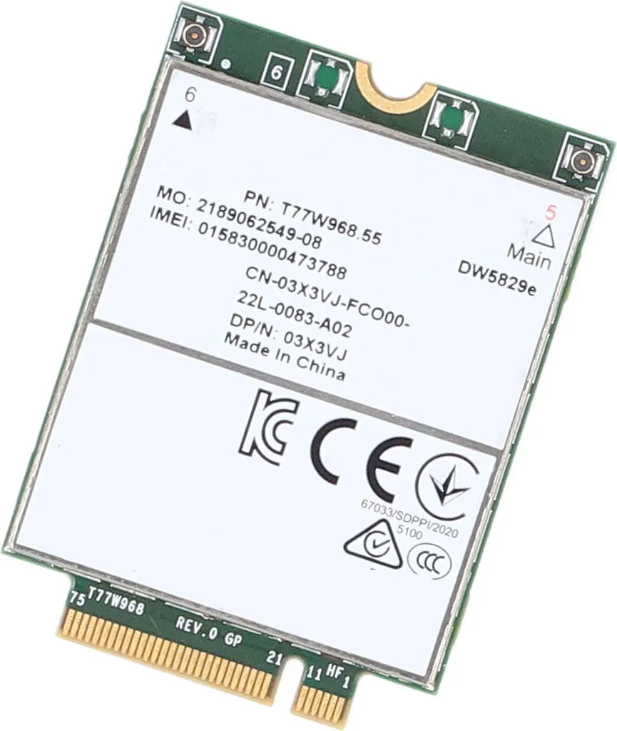 Module 4G DW5829e T77W968 pour Internet Mobile sur PC Latitude 7530 - 7