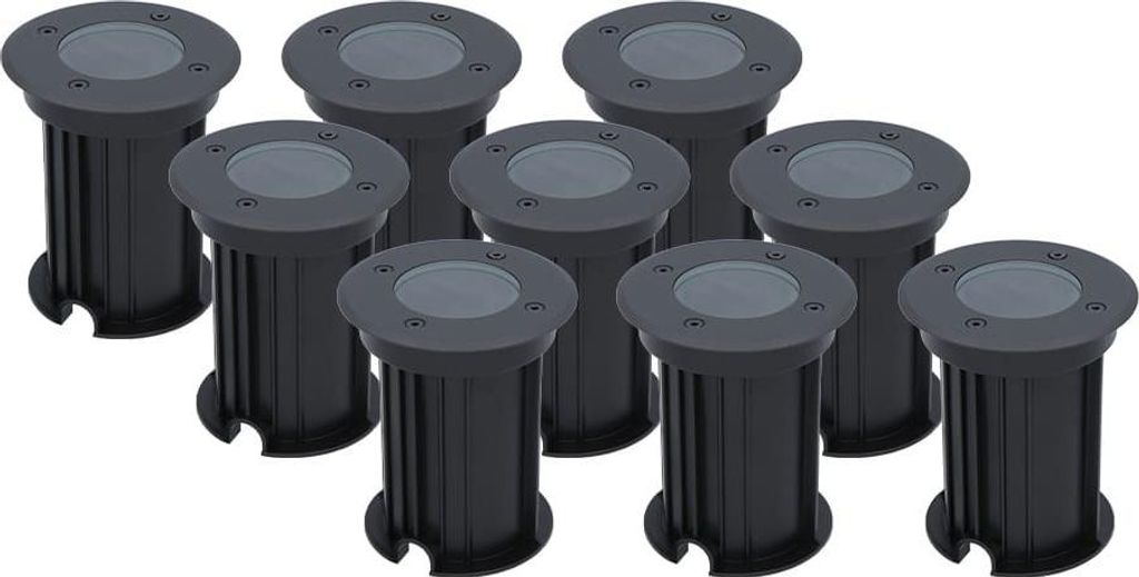hoftronic LED Bodeneinbaustrahler 9x Ø12cm GU10 Dimmbar Schwarz IP67