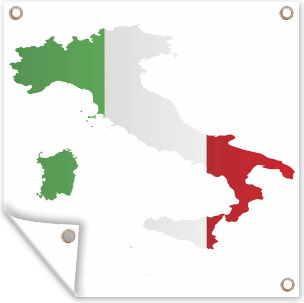 MuchoWow 50x50 cm Outdoor-Poster Gartendeko Sichtschutz Garten Poster für den Garten Karte von Italien mit der Flagge