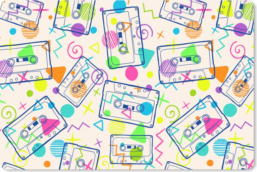 MuchoWow® Mauspad Mousepad Muster - Retro - Kassette - Produktbild 