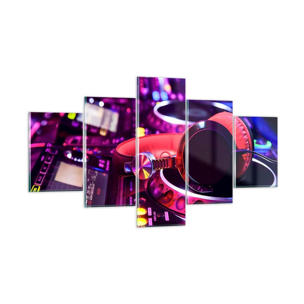 Bilder auf glas - DJ Disco Nachtclub Audio - 125x70cm - Glasbilder - Wandbilder - Kunstdruck - zum Aufhängen bereit - Wanddekoration aus Glas - Gl...