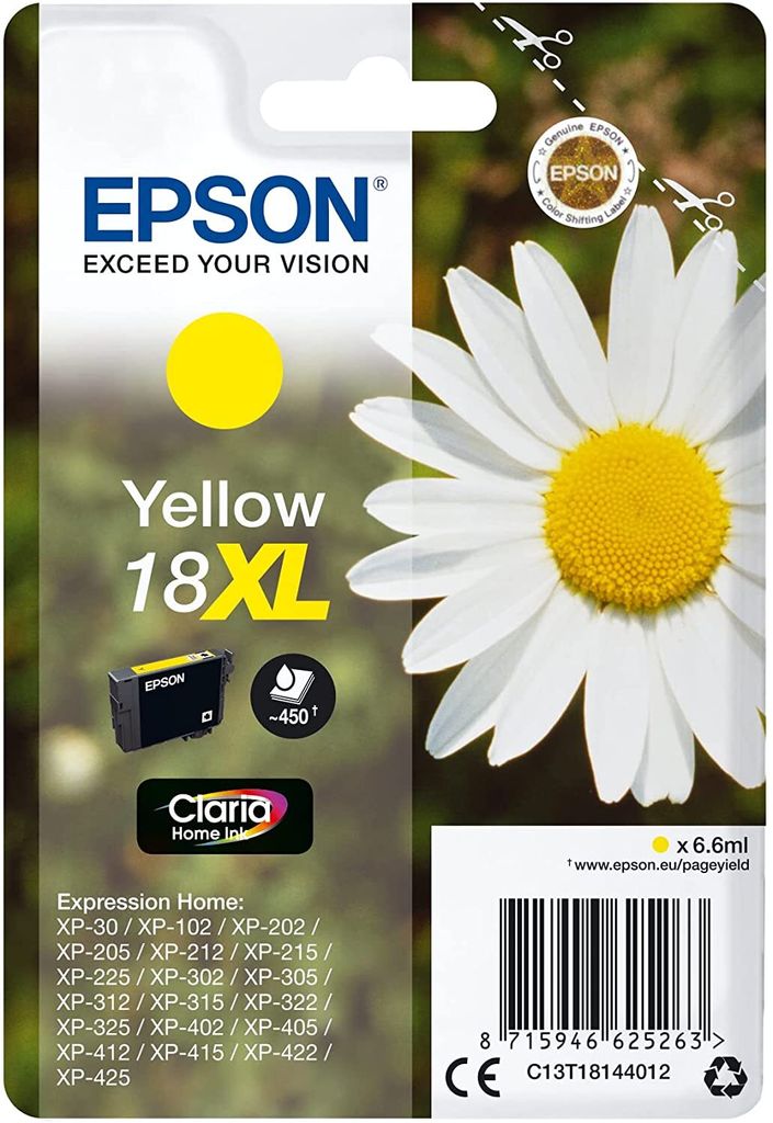 Epson 18XL printerpatroon, geel Productafbeelding 