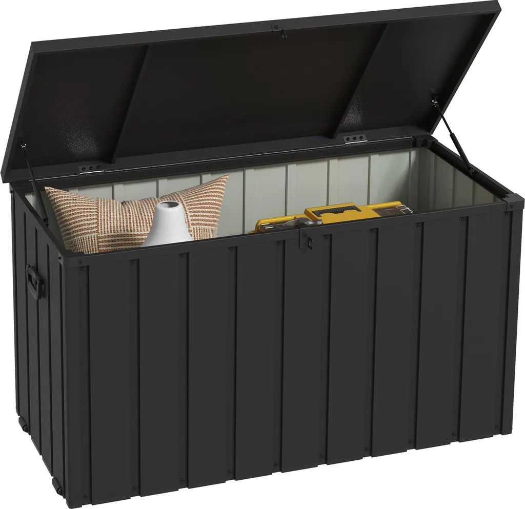 Coffre de jardin pour coussins 450L Outsunny mobile en métal gris