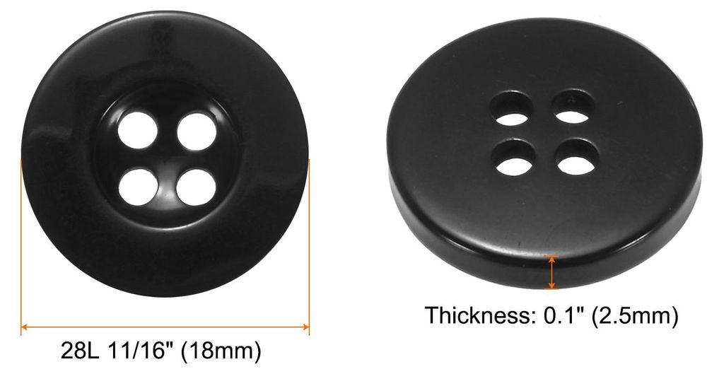 10 Stš¹ck Harz Kn?pfe Schwarz N?hkn?pfe 18mm Runde Bastelkn?pfe Buttons zum Ann?hen Flach 4-Loch Ersatzkn?pfe fš¹r N?hen Hemd Kleidung Blusen D...