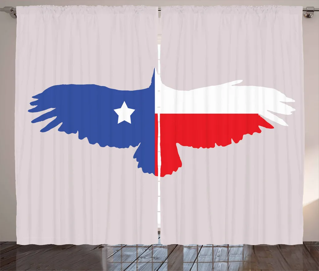 ABAKUHAUS Texas Star Tenda rustica, disegno Bald Eagle, tenda con passanti e ganci per camera da letto, 280 x 245 cm, blu violetto rosso cinabro