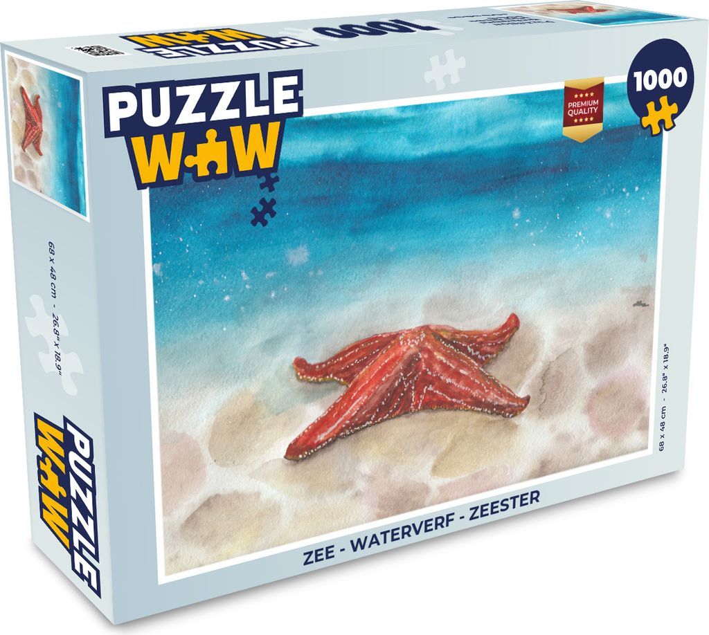 MuchoWow Puzzle 1000 Teile Meer - Aquarell - Seestern - Erwachsene - Rätsel