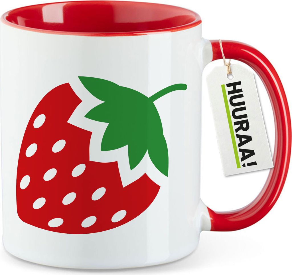 Huuraa Kaffeetasse Erdbeere Strawberry 330ml Rot Keramik Kaffeebecher Geschenkidee