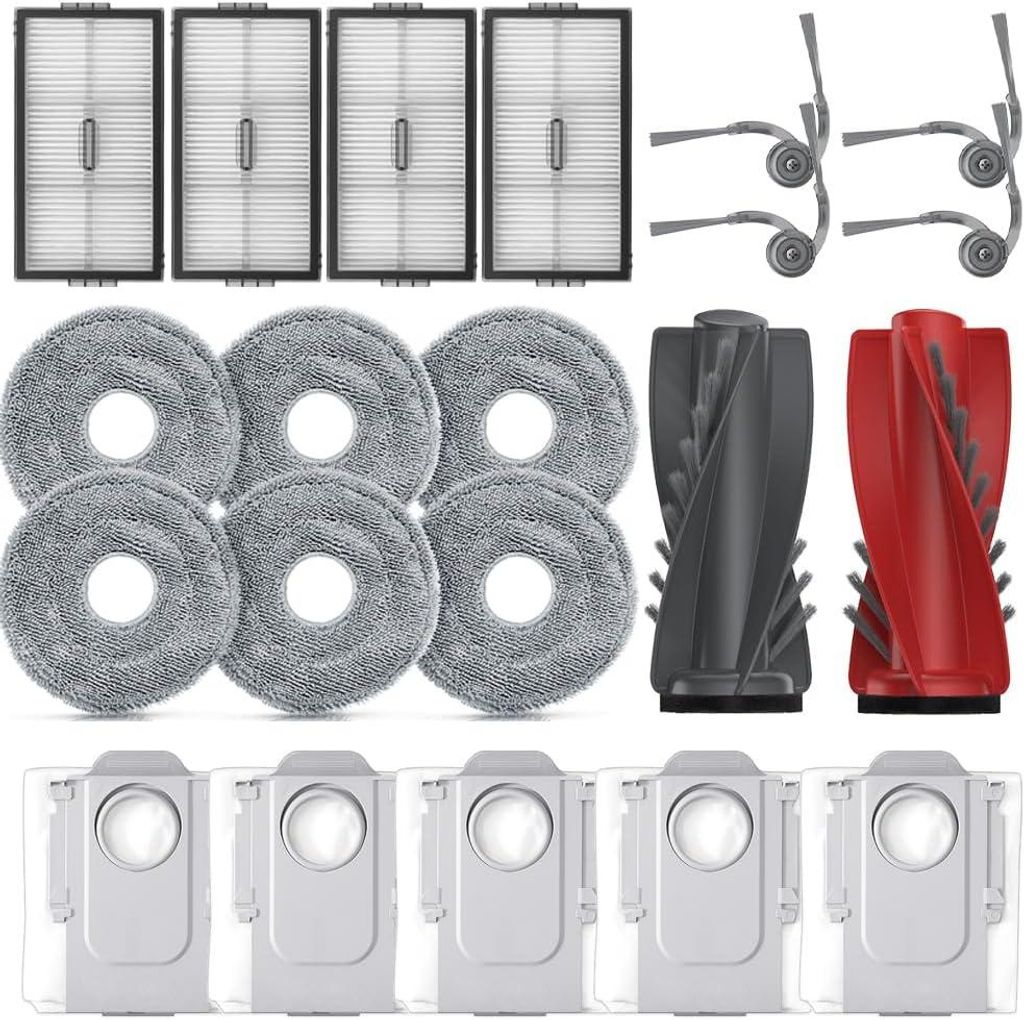 Zubehör für roborock Saros 10R/ Saros 20 Staubsauger, 1 Hauptbürsten, 4 HEPA-Filter, 6 Wischpads, 5 Staubbeutel, 4 Seitenbürsten,Ersatzteil