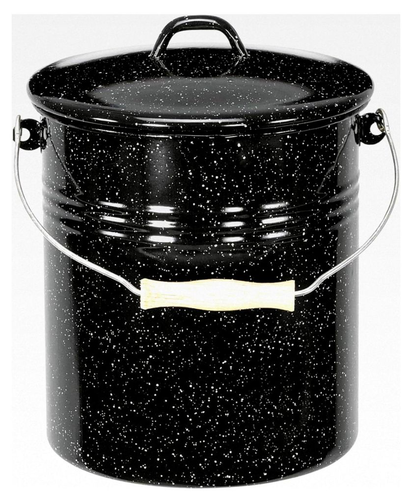 Mülleimer 5l mit Deckel schwarz-weiß gesprenkelt