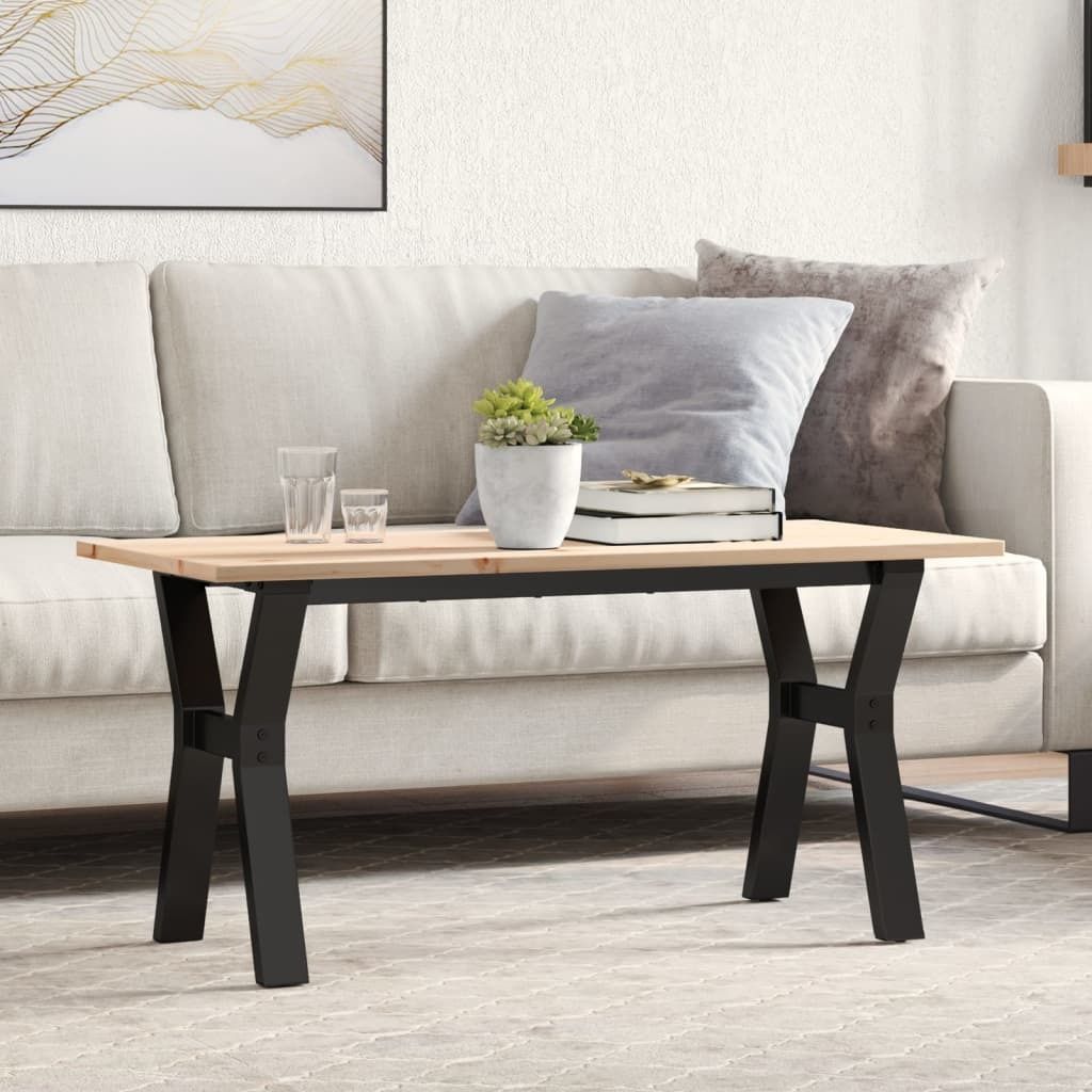 Best Möbel Couchtisch Y-Gestell 100x50x45 cm Massivholz Kiefer & Stahl - Esstische Cloris Neu8465375 2parcel