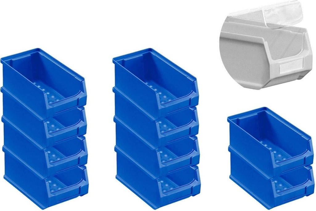SparSet 10x Blaue Sichtlagerbox 2.0 mit Abdeckung | HxBxT 7,5x10x17,5cm | 0,8 Liter | Sichtlagerbehälter, Sichtlagerkasten, Sichtlagerkastensortim...