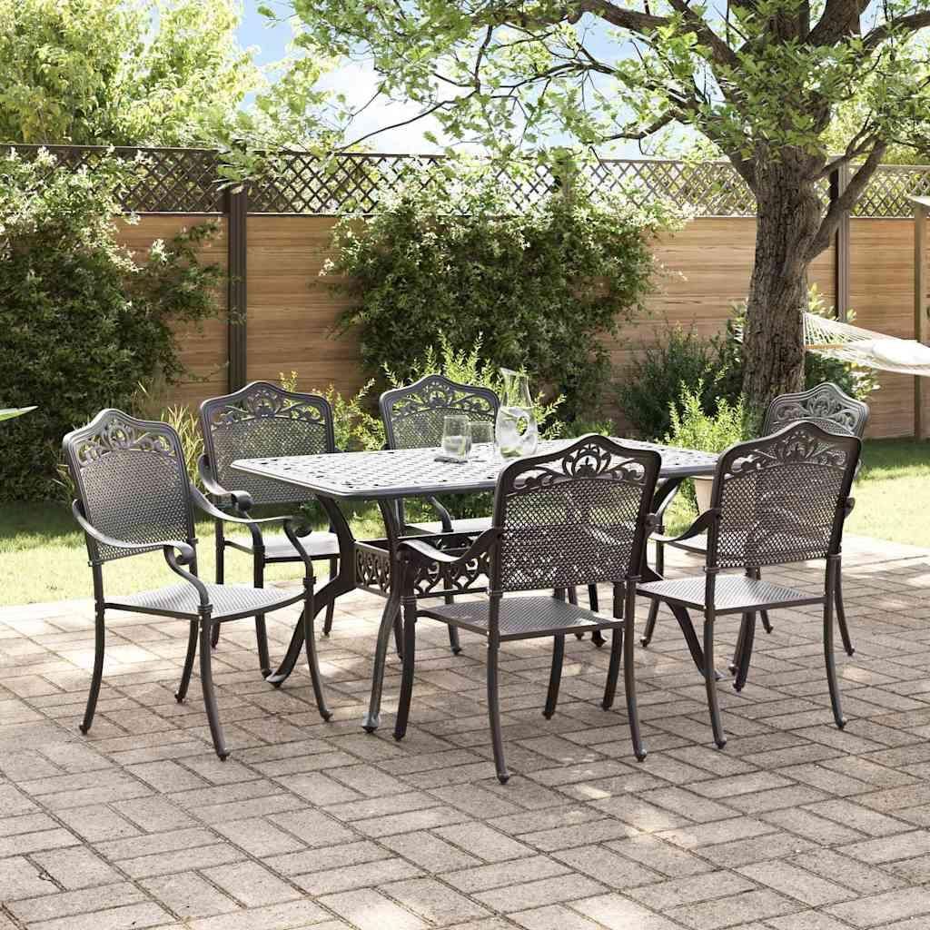 Maison Exclusive - Garten Essgruppe 7 pcs Schwarz Aluminium