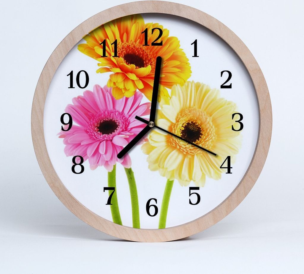 Holzuhr 20fi cm wanduhr - Blumen Blumen