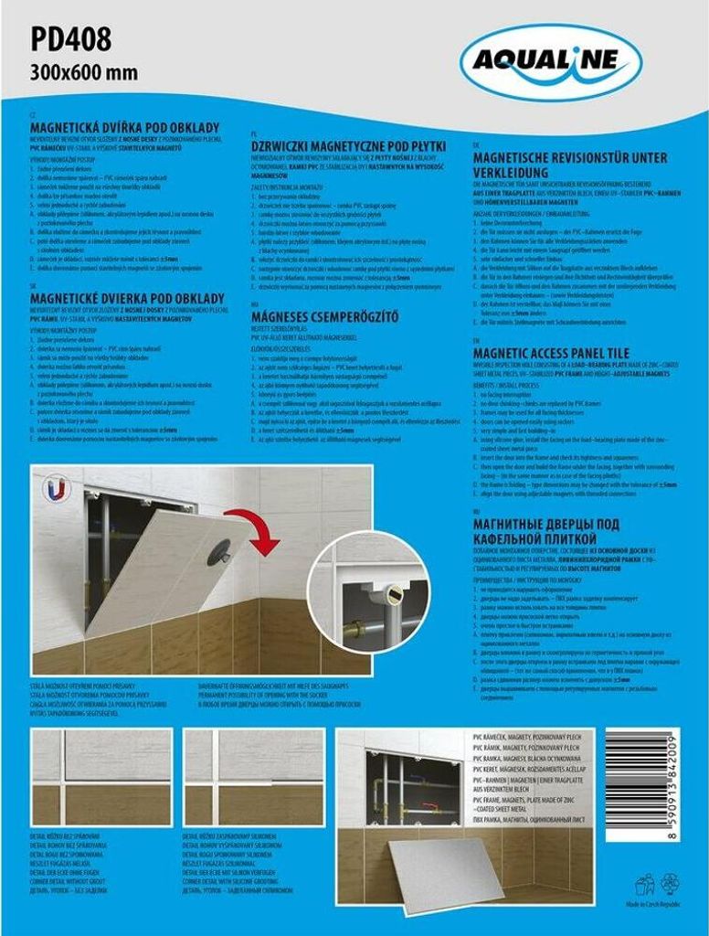 Aqualine Magnetverschluss für Badewannen, 300x600 Produktbild 