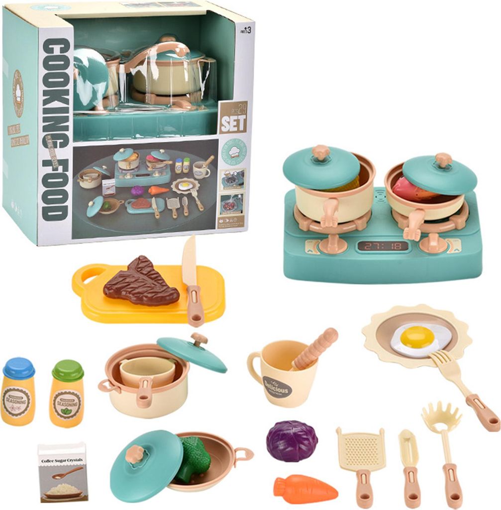 Spielzeug-Herd-Set - 3xAA benötigt, Mit Kochgeräuschen - Für Rollenspiel, Kinderküche & Lernspielzeug