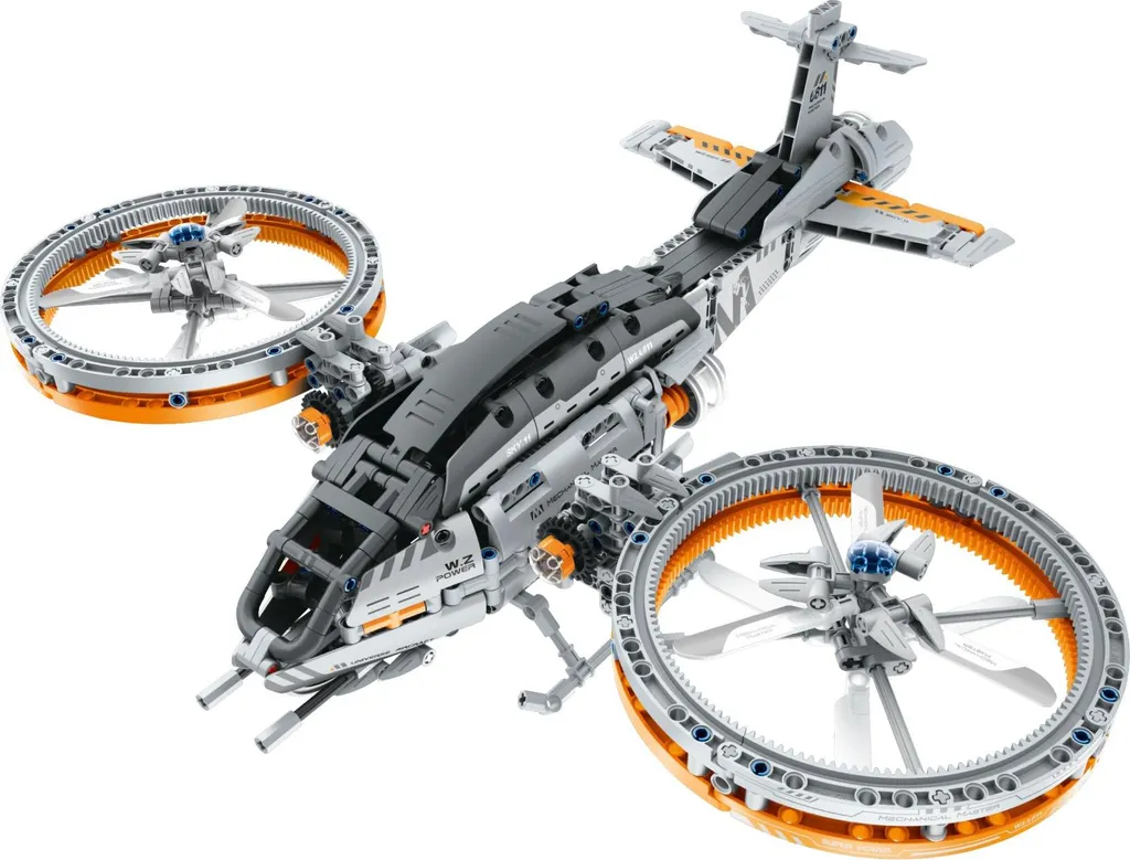 Maquette hélicoptère 44x51 cm - Kit technique avec rotors mobiles rotatifs