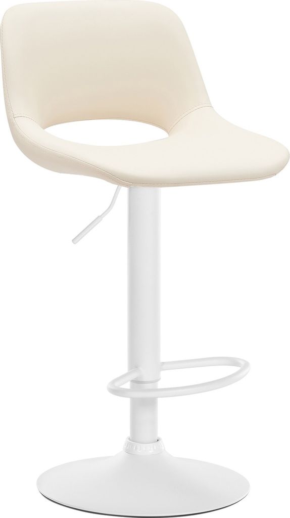 CLP Barhocker Camden Kunstleder drehbar und höhenverstellbar creme Material Gestell Metall matt weiss