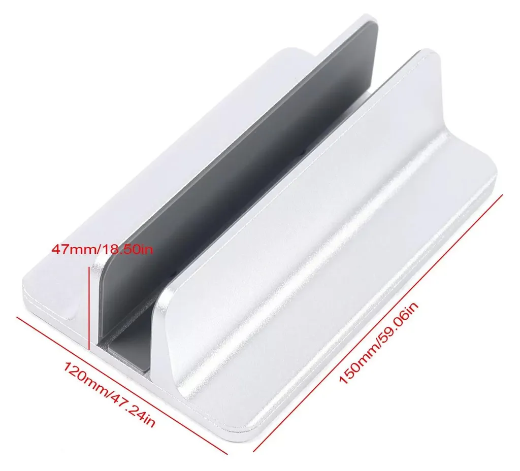 Support Vertical Laptop en Aluminium Argent - Évitez l'Encombrement PC - 9