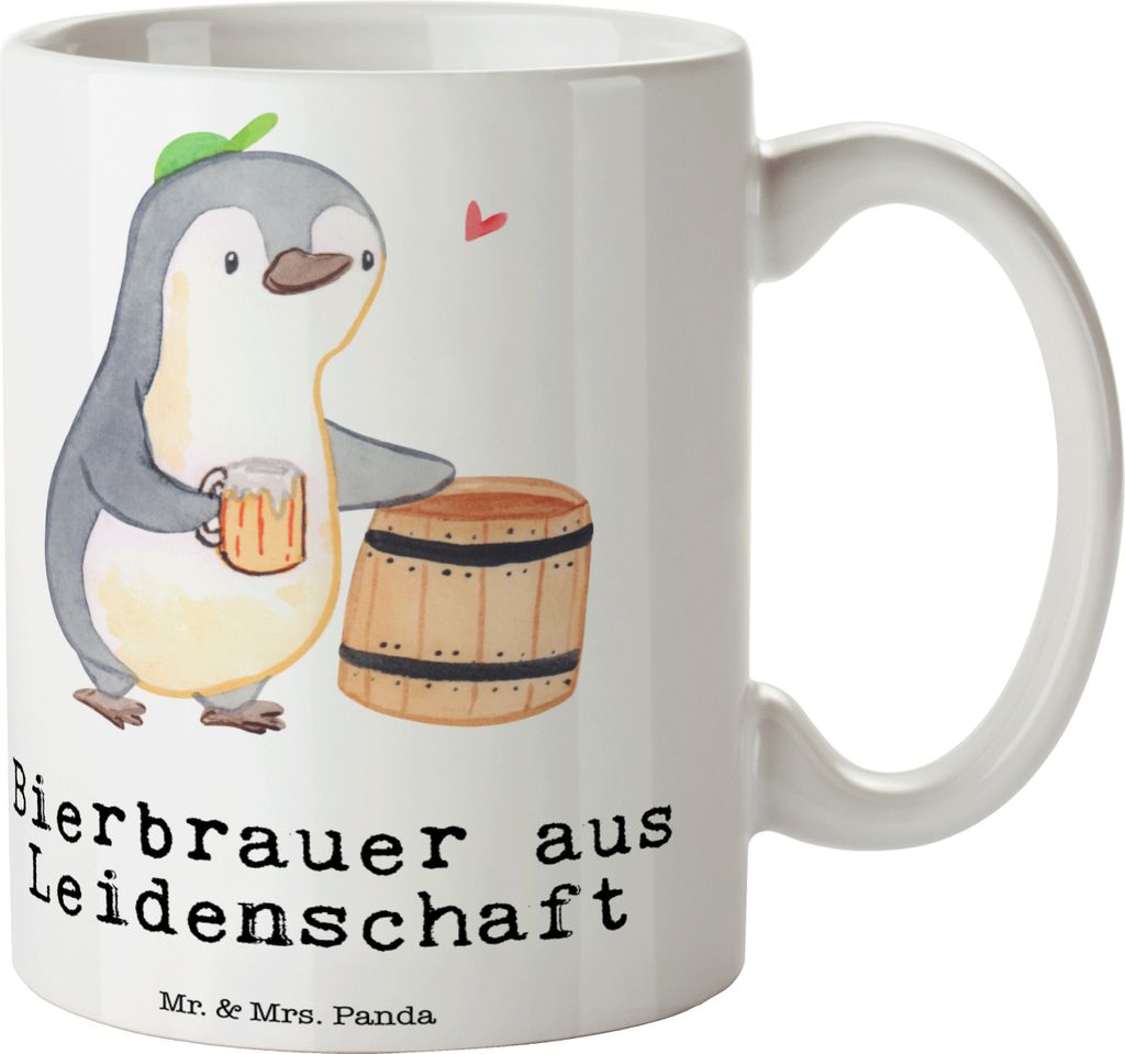 Mr. & Mrs. Panda Teetasse Bierbrauer Leidenschaft - Weiß - Geschenk, Bierfass, Hobbybrauen, Kaffeetasse, schöne tasse, Keramiktasse, Teebecher, B...