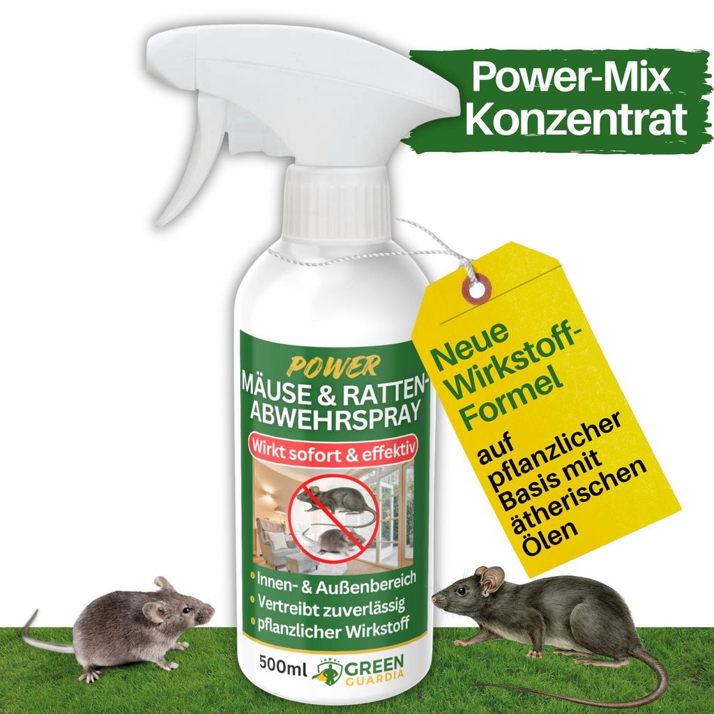 Mäuse & Ratten Abwehrspray 500 ml – Natürliches Mittel zur Nagerabwehr, Mäuse vertreiben, Ratten bekämpfen , Effektive Rattenabwehr & Mäusea...