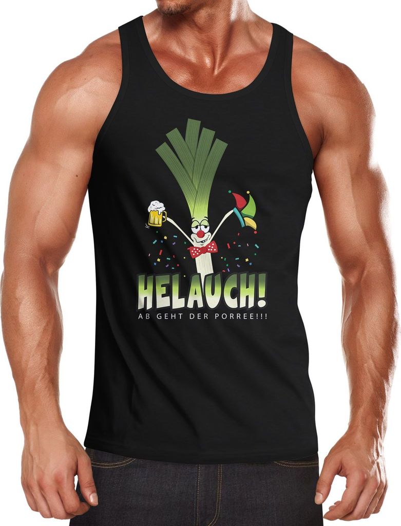 Herren Tanktop Karneval Fasching Fastnacht Helauch Lauch Helau lustig Fun-Shirt Moonworks Mann schwarz XL