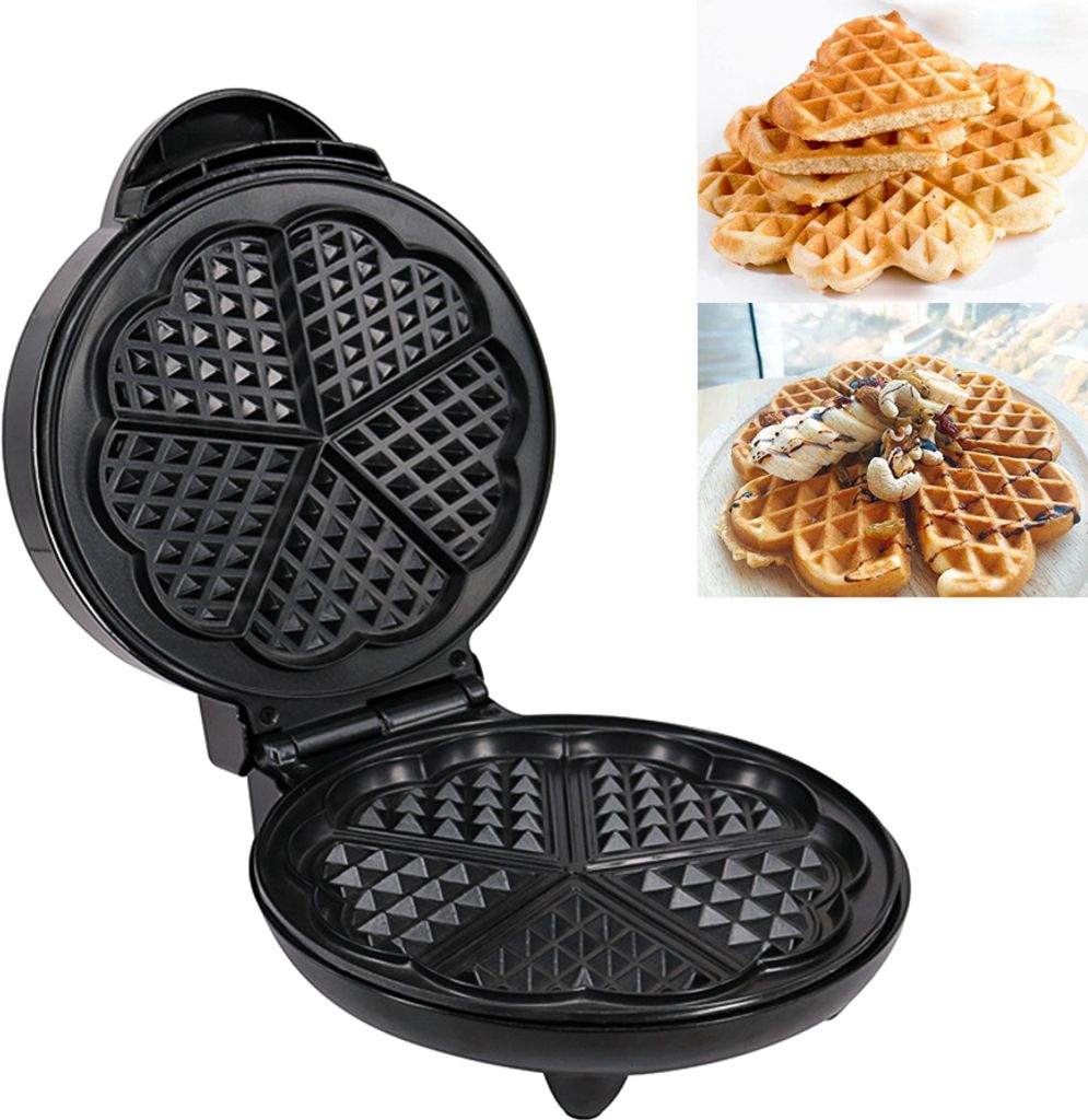 1000 W Waffeleisen 5 herzfoermige Waffeln Elektrisches Waffeleisen