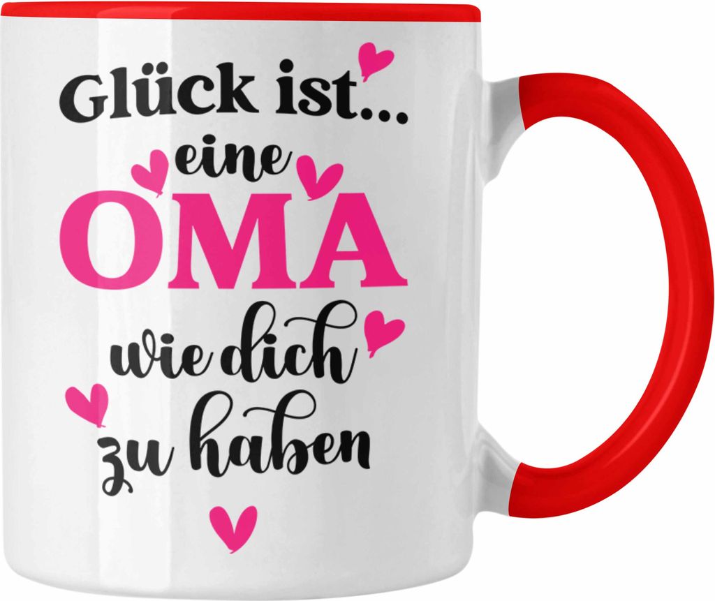 Trendation - Oma Tasse mit Spruch Geschenk von Enkel für Beste Oma Muttertag Geburtstagsgeschenk (Rot)
