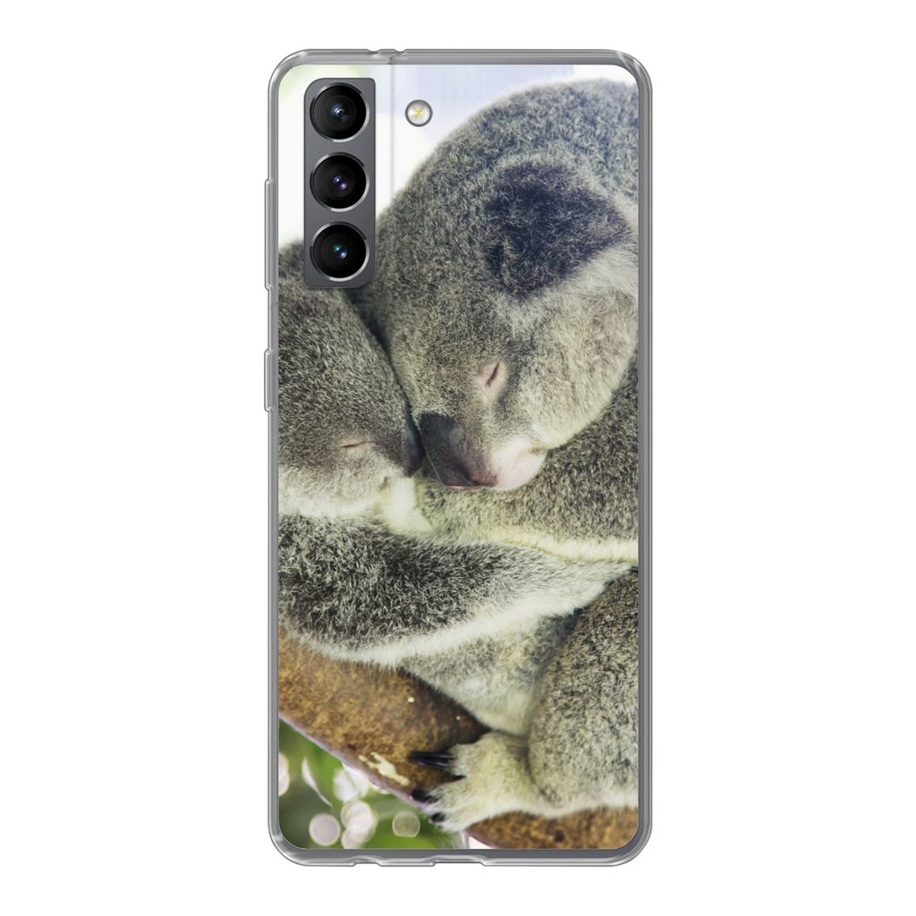 MuchoWow Handyhülle Schutzhülle Hülle für Samsung Galaxy S21 Koalas - Knuddeln - Tiere - Jungen - Mädchen Silikon Softcase Handy Hülle - So...