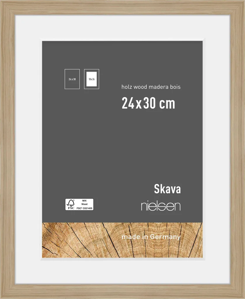Cornice Nielsen in legno rovere Skava 24x30 cm con passepartout 18x24 cm