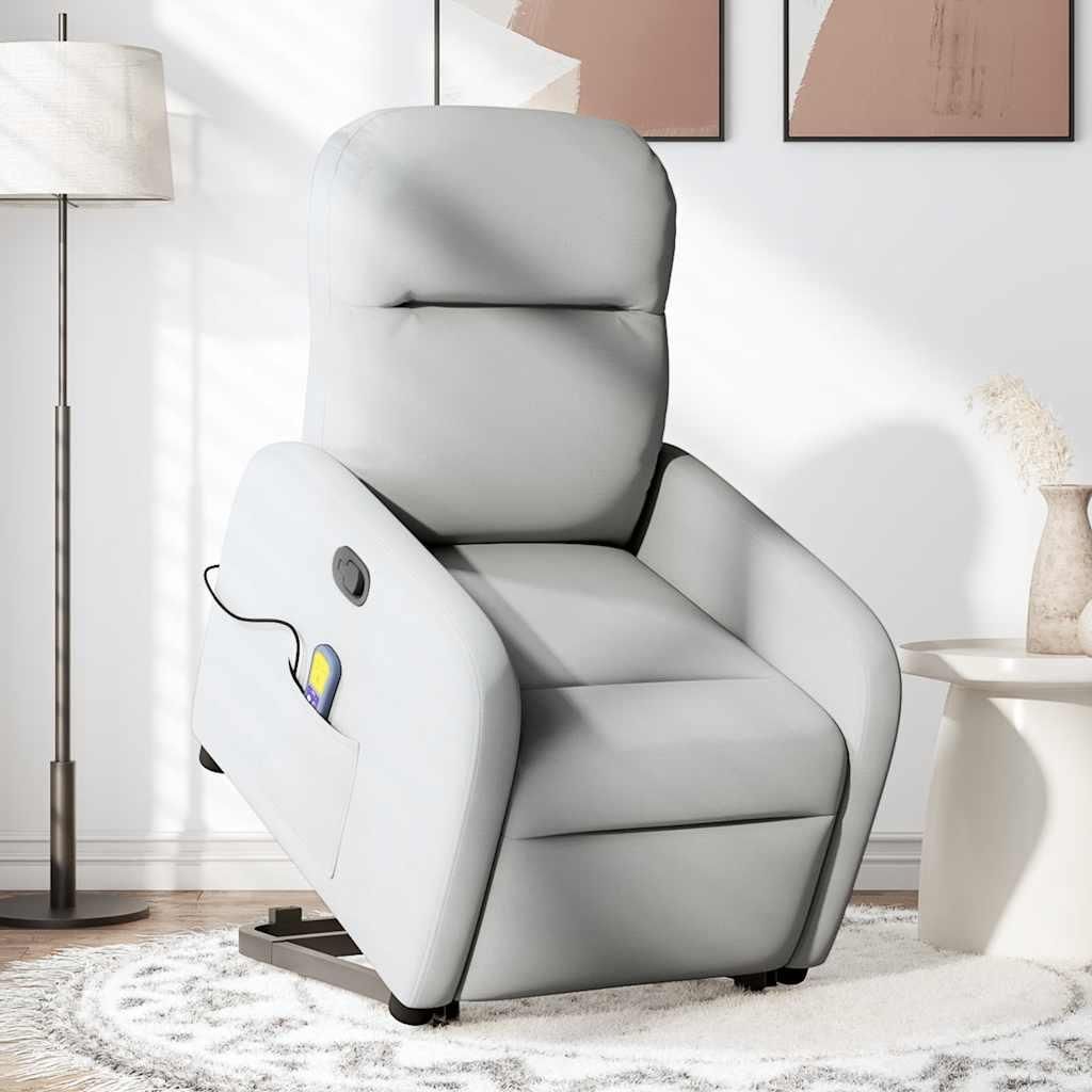 vidaXL Massagesessel mit Aufstehhilfe Wolkengrau Stoff