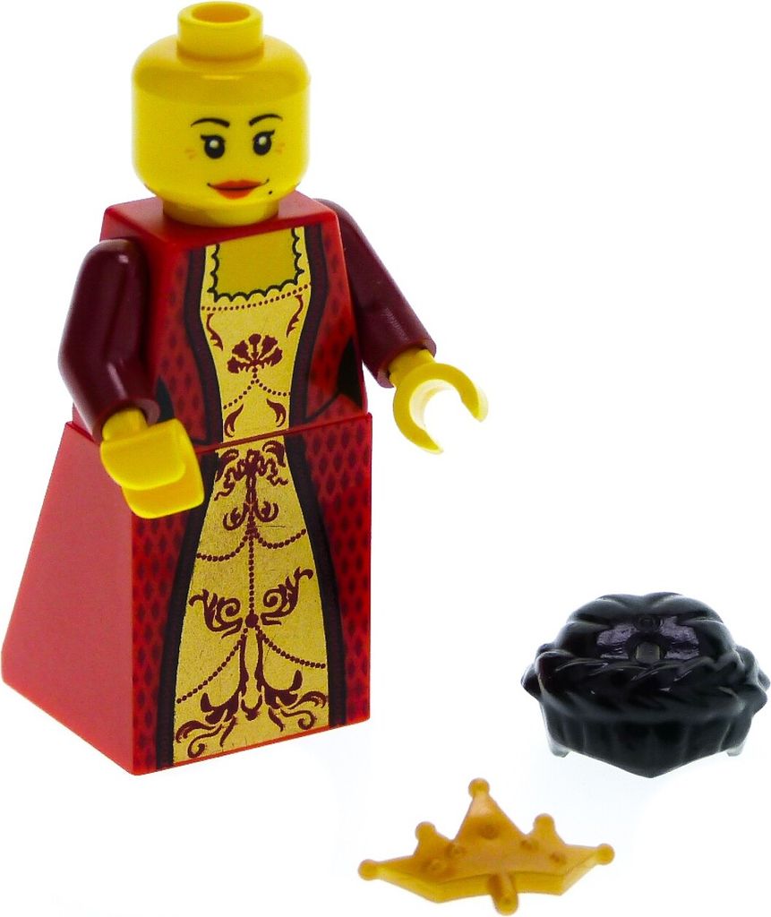 1x Lego Minifigur Frau Castle Kingdoms Königin Rock rot Produktbild 