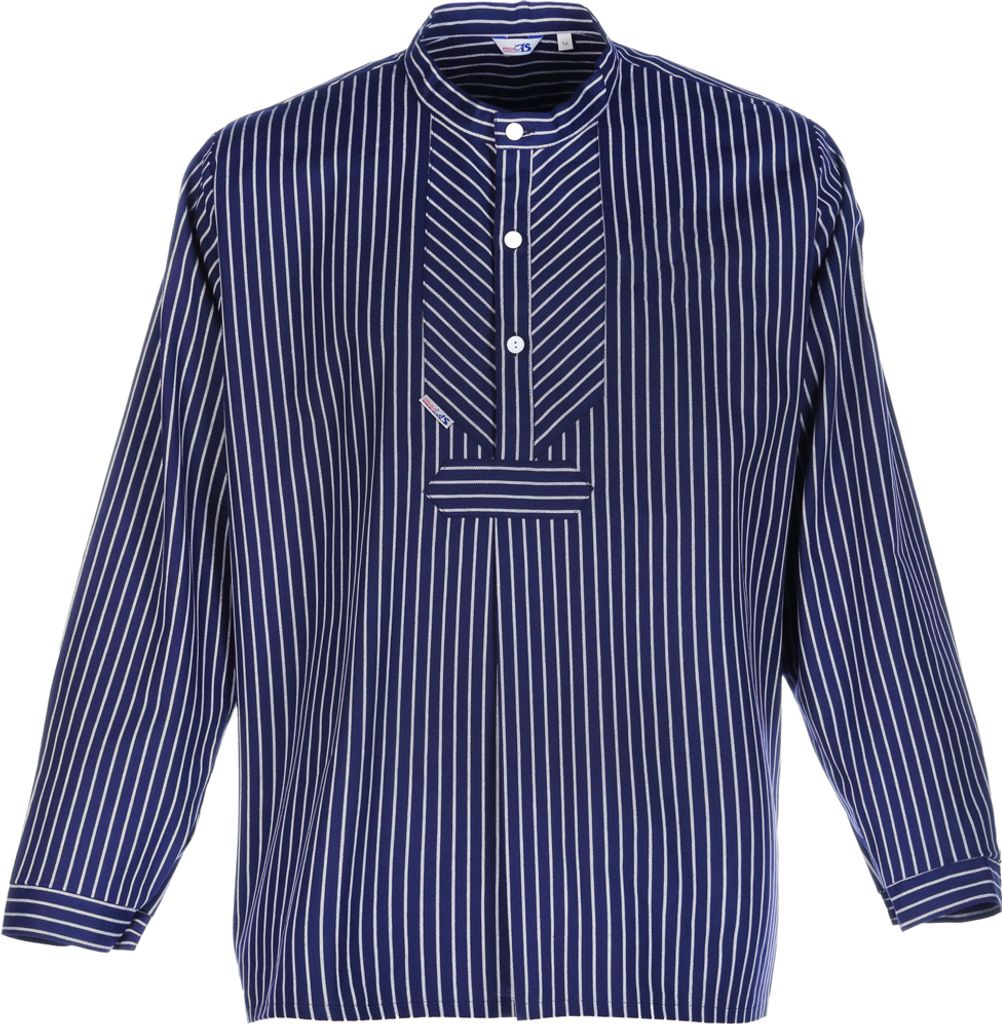 modAS Kinder Fischerhemd "H. Mück" mit breiten Streifen - Gestreiftes Hemd im Finkenwerder-Stil in Blau Größe 80