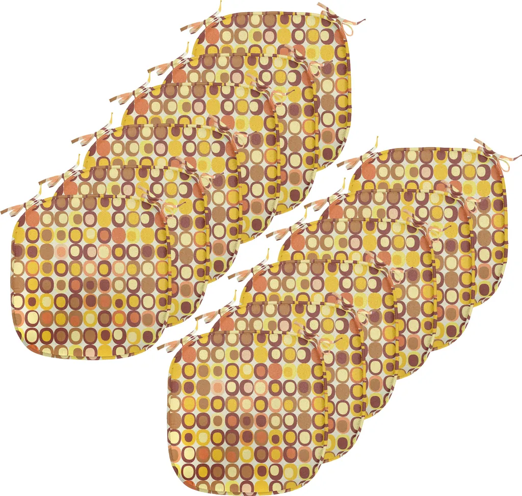 ABAKUHAUS Galettes de Chaise Mid-Century Rétro 40x40cm Lot de 12 Jaune