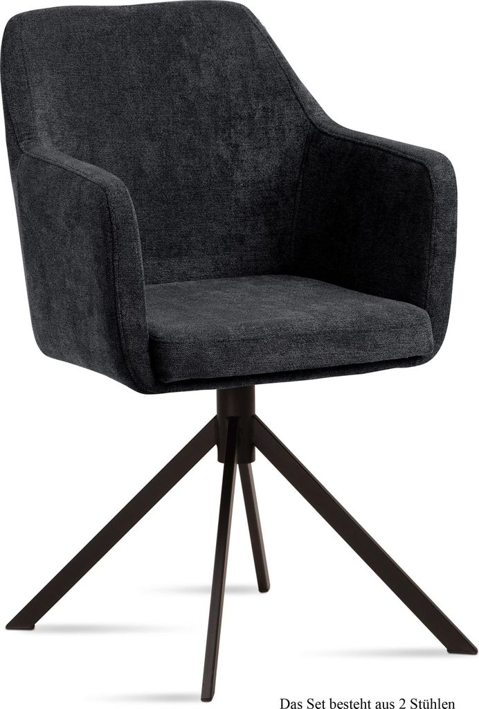 Armlehnstuhl (2er-Set) Dulcy 57x87x60 Schwarz/Anthrazit