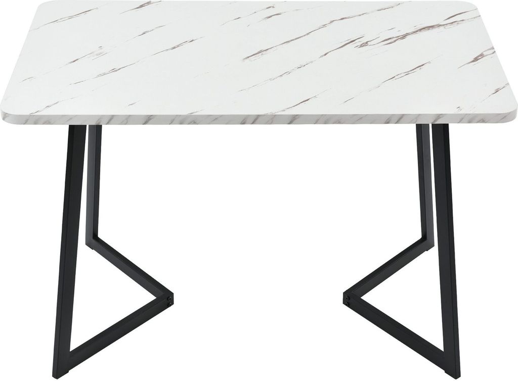 Esstisch 1-St 117x68cm Rechteckiger Esstisch Holzmaserung Kuechentisch mit Metallbeinen Schwarz und Weiss Esszimmertisch Wohnzimmertisch