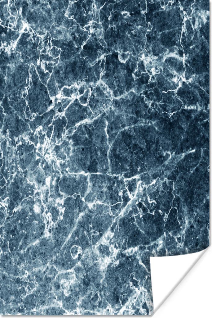 MuchoWow Poster Marmor - Linie - Blau 20x30 cm - Papierdruck