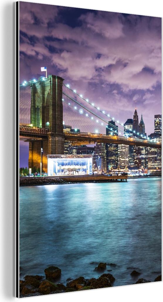 MuchoWow Wanddekoration Metall Metallbild Wandkunst 20x30 cm New York - Skyline - Stadt - Farben MuchoWow Aluminium Gemälde - Alu Dibond Bild