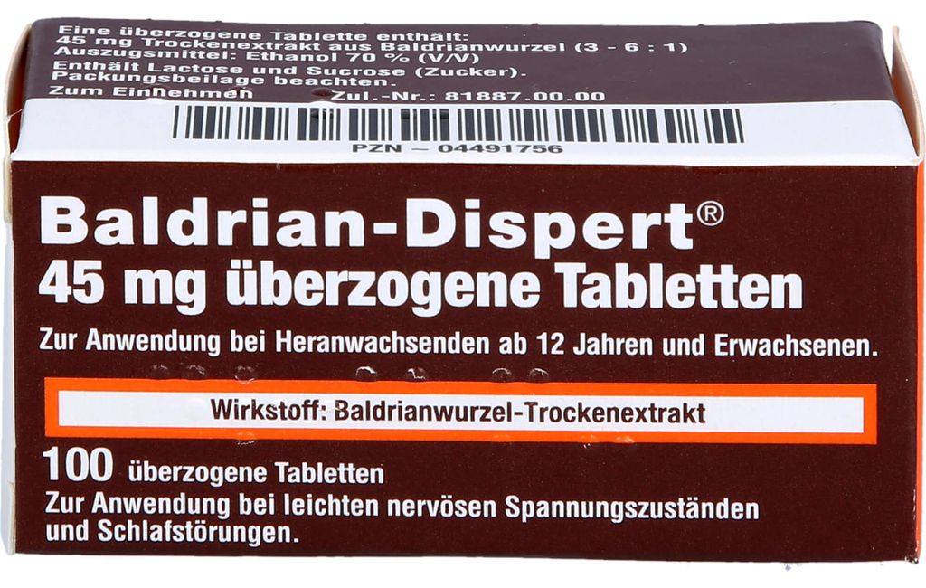 Valeriana Dispert 45 mg compresse rivestite, 100 compresse Immagine del prodotto 