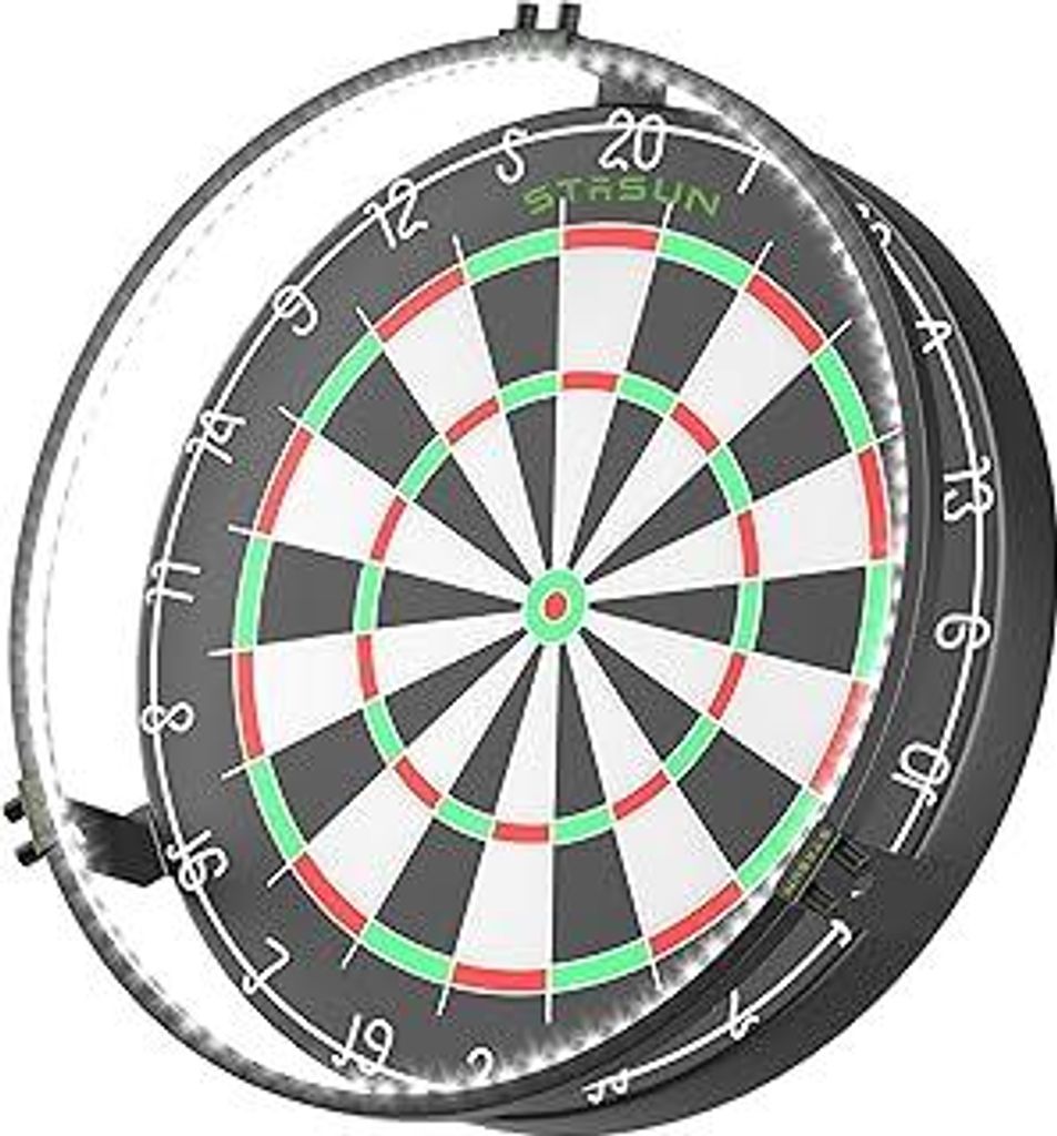 STASUN 360°Dart Beleuchtung,Weiße LED Dartscheibe Licht,Bnehmbar Dartboard Lighting System,12W 6500K Magnetisches Dart Lichtring und Zubehör fü...