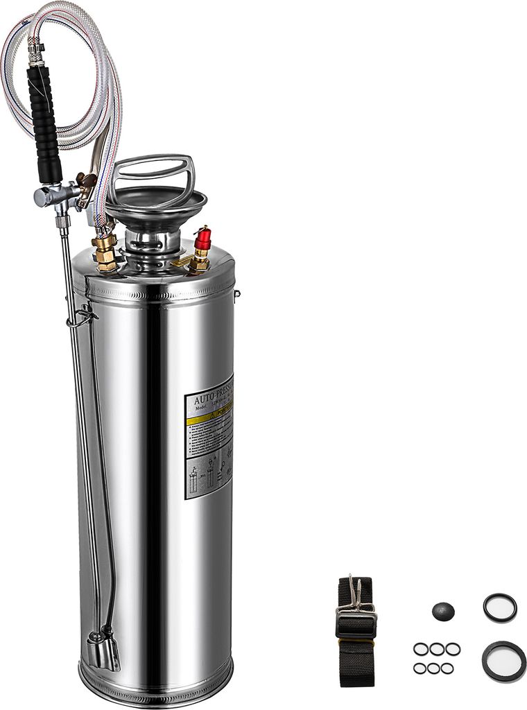 VEVOR Drucksprüher Edelstahl Hochleistung Sprühgerät Pflanzensprüher 10L mit Manometer