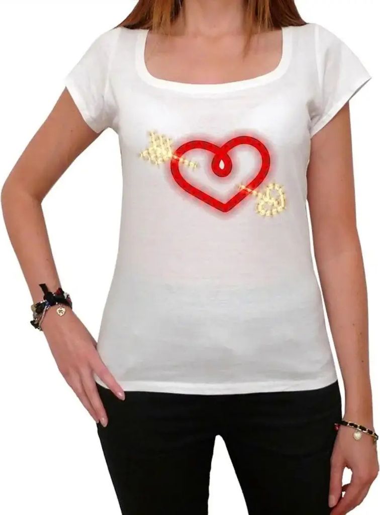 Damen Grafik T-Shirt Glühendes Herz mit Pfeil – Glowing Heart With Arrow – Öko-Verantwortlich Vintage Jahrgang Kurzarm Lustige Druck Geburtstag