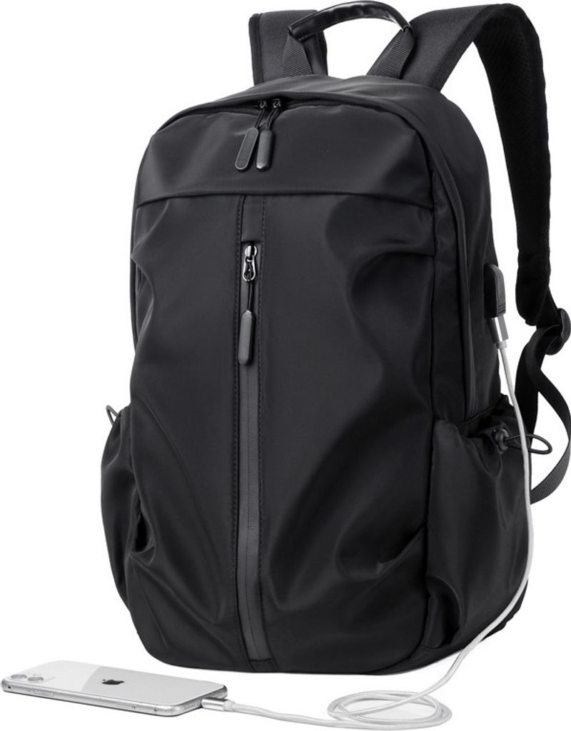 INF Lässiger Rucksack Laptop 15,6 Zoll wasserdichte Computertasche mit USB-Ladeanschluss Schwarz