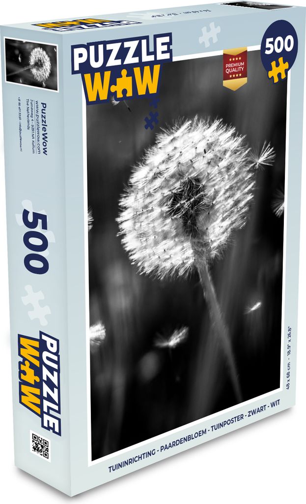 MuchoWow Puzzle 500 Teile Löwenzahn - Schwarz - Weiß - Pflanze - Denken - Spiel - Toy