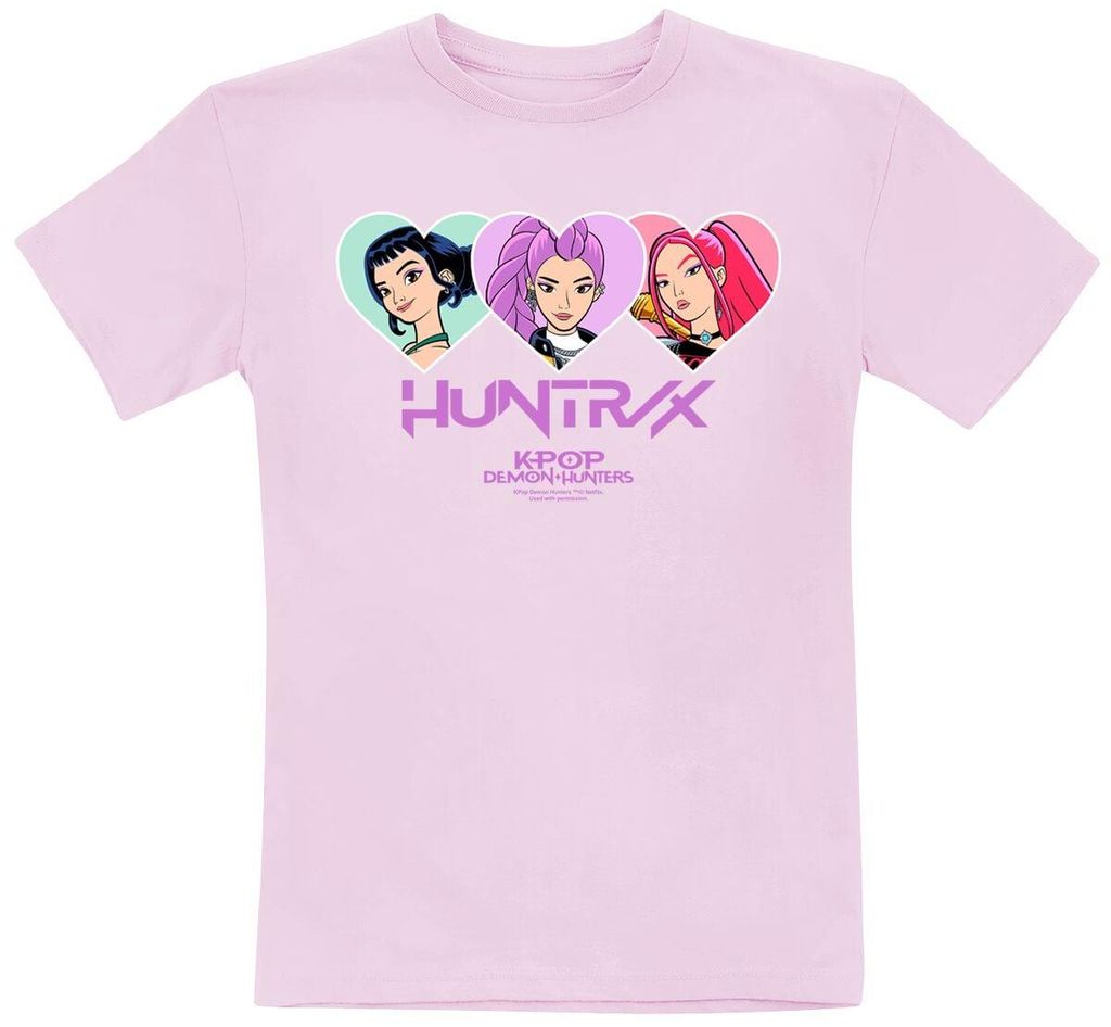 KPop Demon Hunters T-Shirt Damen Huntrix Hearts pink 128 Produktbild 