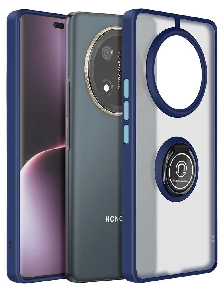 Avizar, Hülle Honor Magic 7 Lite Ring Metall Video-Ständer, Blau