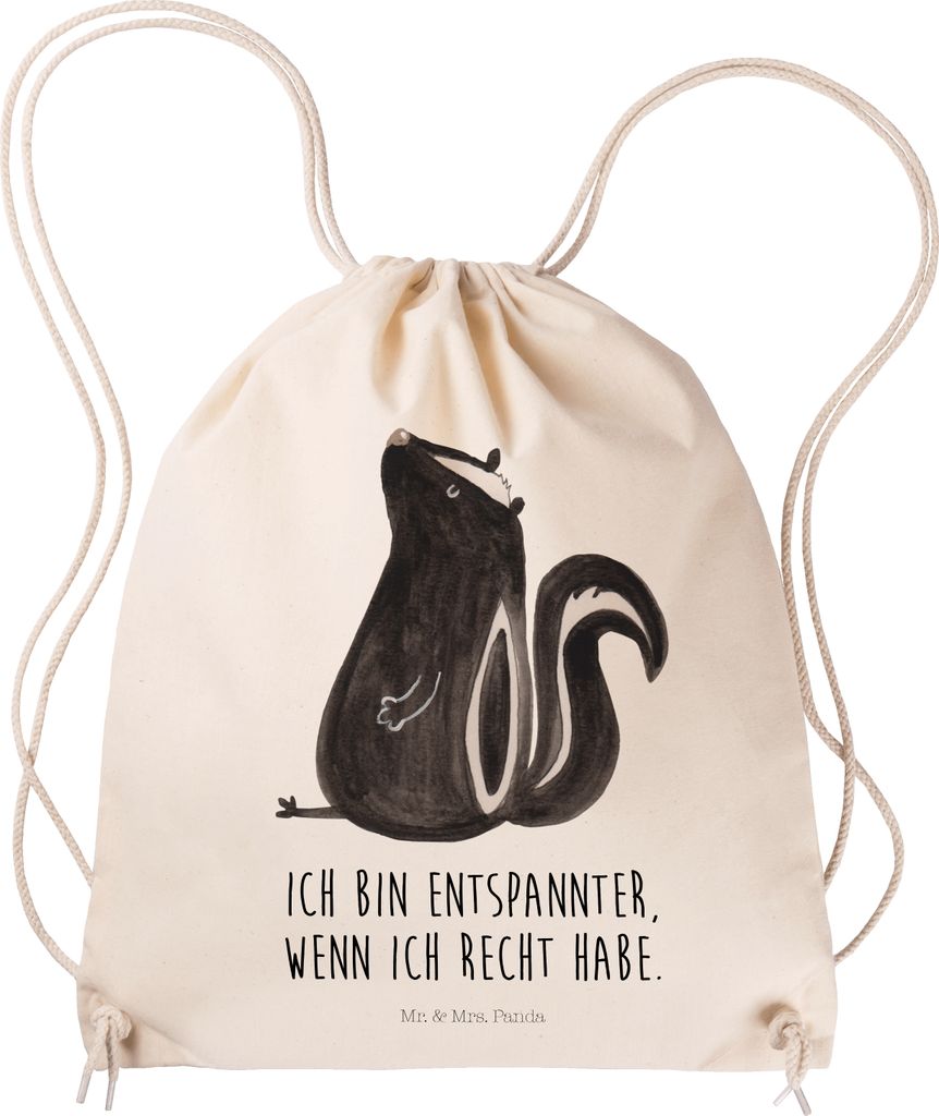 Mr. & Mrs. Panda Turnbeutel Stinktier Sitzen - Transparent - Geschenk, gym rucksack, Raubtier, wander, Büro, Spruch, Skunk, sporttasche klein, Bes...