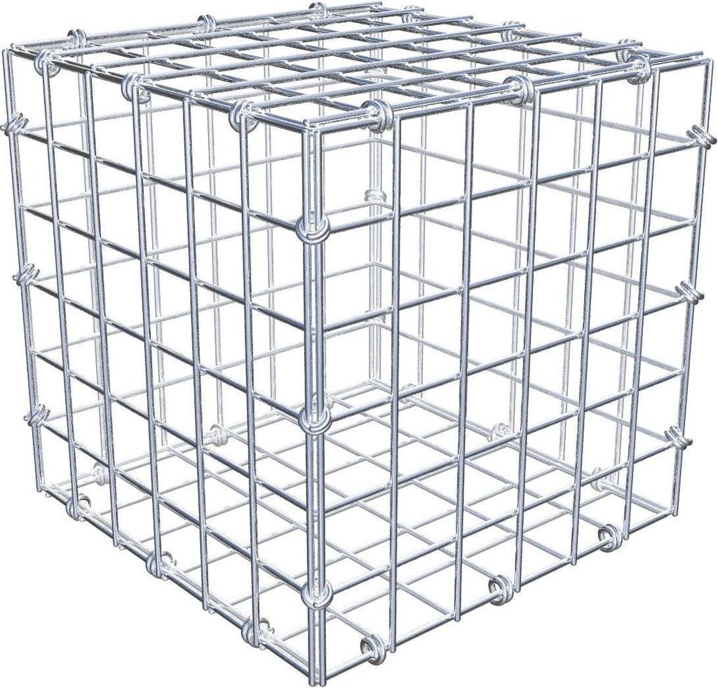 Gabione 30 cm x 30 cm x 30 cm (L x H x T), Maschenweite 5 x 5 cm, Spiralring