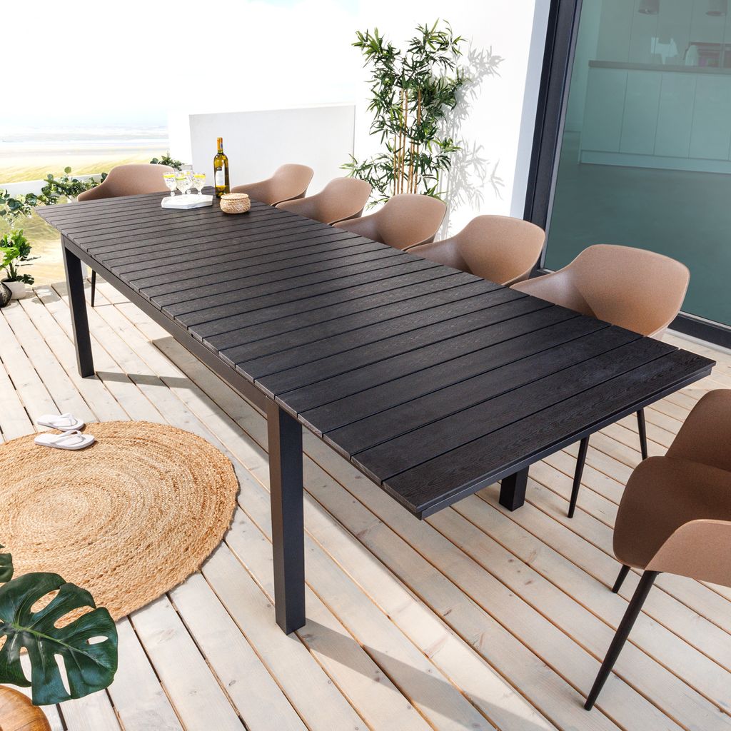 riess-ambiente Ausziehbarer Gartentisch DESIGNO 200-250-300cm grau Aluminium Outdoor Esstisch wetterfest Balkontisch Terrassentisch