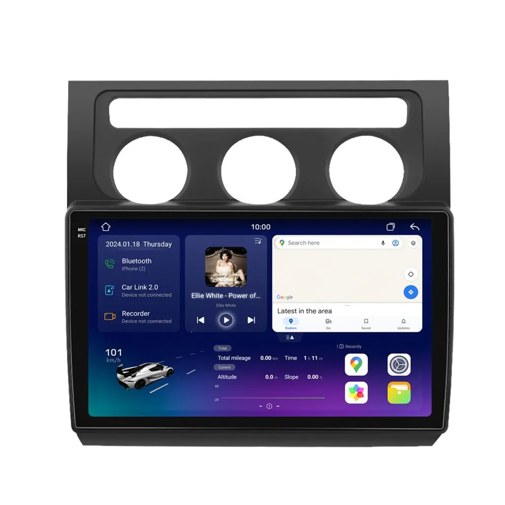 Autoradio Android 10 Pouces pour Touran 2007 GPS Navi 8+256GB 2Din Noir
