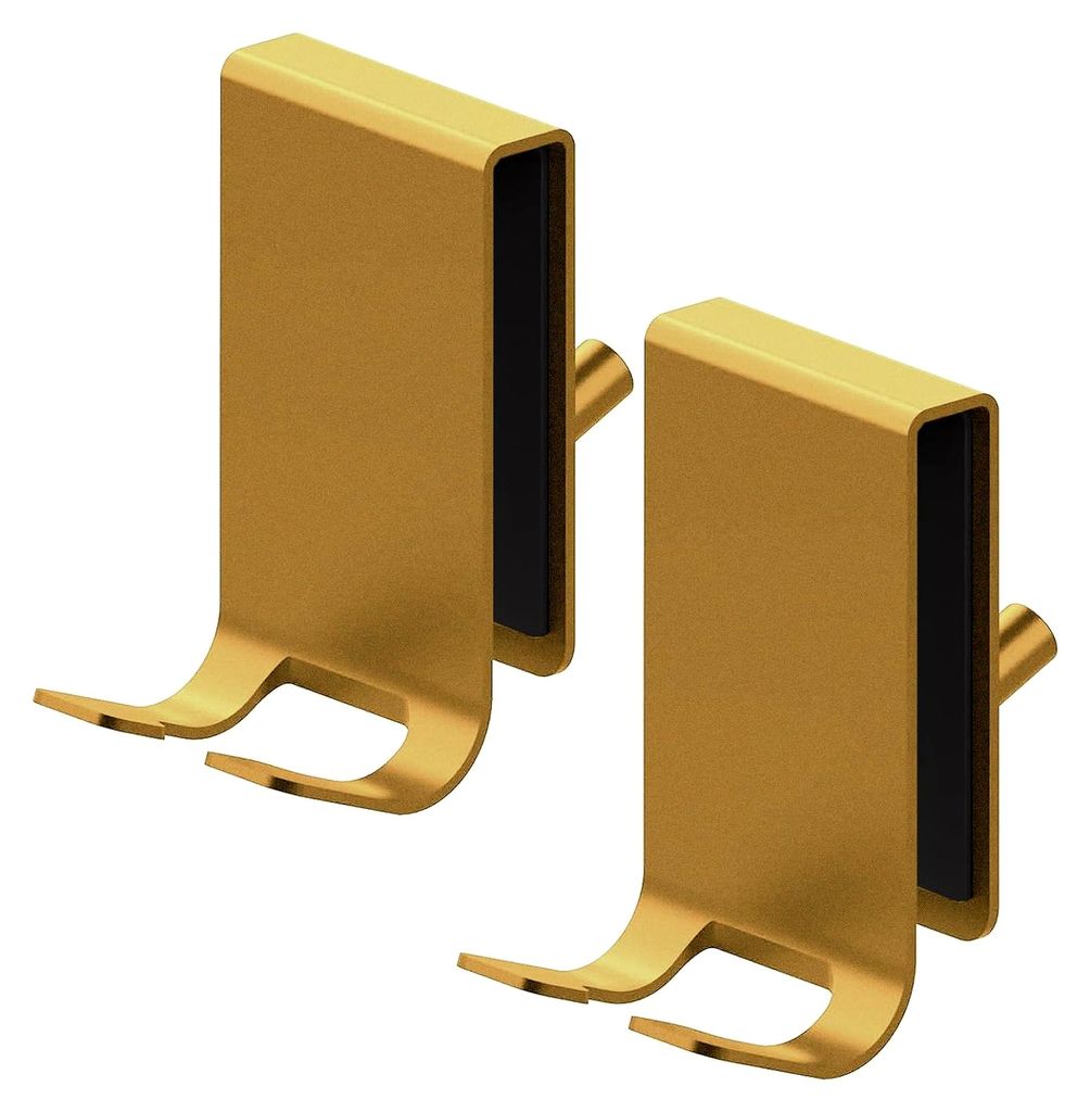 2er Duschhaken ohne Bohren | Handtuchhalter Duschwand | Haken Dusche Glaswand | mit Gepolstert Schutz | für Glasstärken von 5-10 mm (Gold)